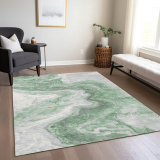 Piper Looms Chantille Abstract ACN1706 Green Machine Washable Area Rug Lifestyle Image Feature