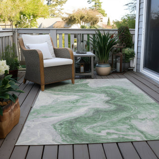 Piper Looms Chantille Abstract ACN1706 Green Machine Washable Area Rug Outdoor Lifestyle Image Feature