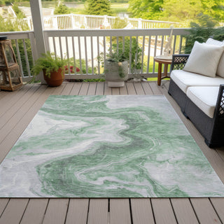 Piper Looms Chantille Abstract ACN1706 Green Machine Washable Area Rug Outdoor Lifestyle Image Feature