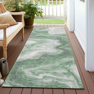 Piper Looms Chantille Abstract ACN1706 Green Machine Washable Area Rug Runner Outdoor Lifestyle Image Feature