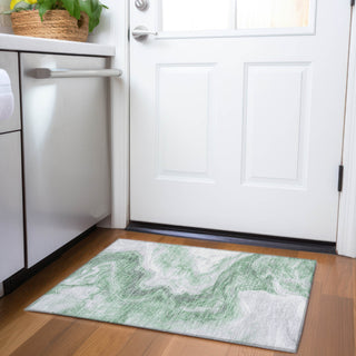 Piper Looms Chantille Abstract ACN1706 Green Machine Washable Area Rug Scatter Lifestyle Image Feature