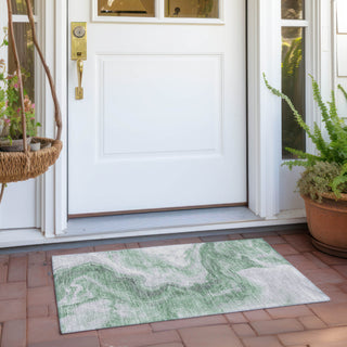 Piper Looms Chantille Abstract ACN1706 Green Machine Washable Area Rug Scatter Outdoor Lifestyle Image Feature