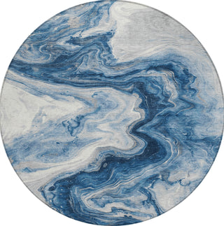 Piper Looms Chantille Abstract ACN1706 Navy Machine Washable Area Rug Round Main Image