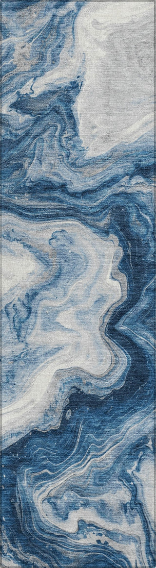 Piper Looms Chantille Abstract ACN1706 Navy Machine Washable Area Rug Runner Main Image