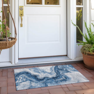 Piper Looms Chantille Abstract ACN1706 Navy Machine Washable Area Rug Scatter Outdoor Lifestyle Image Feature
