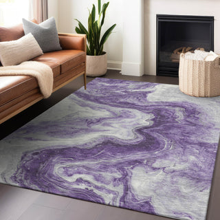 Piper Looms Chantille Abstract ACN1706 Purple Machine Washable Area Rug Lifestyle Image Feature