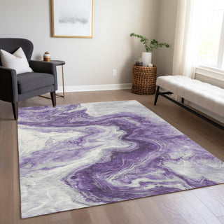 Piper Looms Chantille Abstract ACN1706 Purple Machine Washable Area Rug Lifestyle Image Feature
