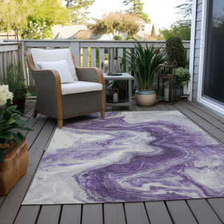 Piper Looms Chantille Abstract ACN1706 Purple Machine Washable Area Rug Outdoor Lifestyle Image Feature