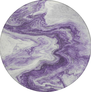 Piper Looms Chantille Abstract ACN1706 Purple Machine Washable Area Rug Round Main Image