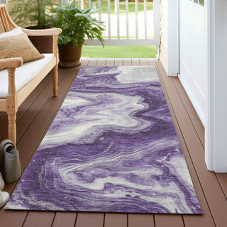 Piper Looms Chantille Abstract ACN1706 Purple Machine Washable Area Rug Runner Outdoor Lifestyle Image Feature