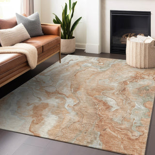 Piper Looms Chantille Abstract ACN1707 Salmon Machine Washable Area Rug Lifestyle Image Feature