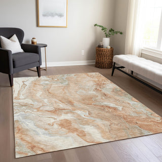 Piper Looms Chantille Abstract ACN1707 Salmon Machine Washable Area Rug Lifestyle Image Feature
