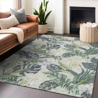 Piper Looms Chantille Floral ACN1708 Aloe Machine Washable Area Rug Lifestyle Image Feature