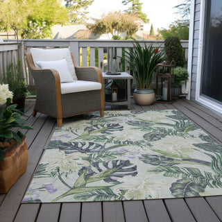 Piper Looms Chantille Floral ACN1708 Aloe Machine Washable Area Rug Outdoor Lifestyle Image Feature