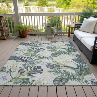 Piper Looms Chantille Floral ACN1708 Aloe Machine Washable Area Rug Outdoor Lifestyle Image Feature