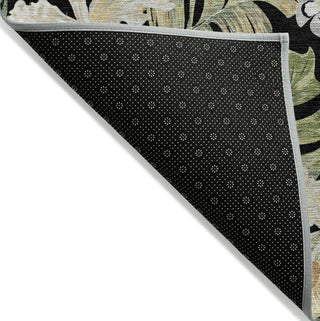 Piper Looms Chantille Floral ACN1708 Black Machine Washable Area Rug Backing Image