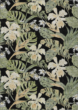 Piper Looms Chantille Floral ACN1708 Black Machine Washable Area Rug main image
