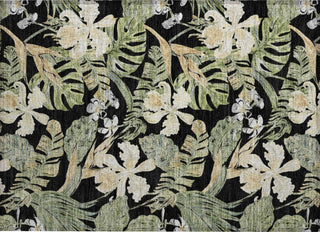 Piper Looms Chantille Floral ACN1708 Black Machine Washable Area Rug Scatter Main Image