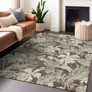Piper Looms Chantille Floral ACN1708 Brown Machine Washable Area Rug Lifestyle Image Feature