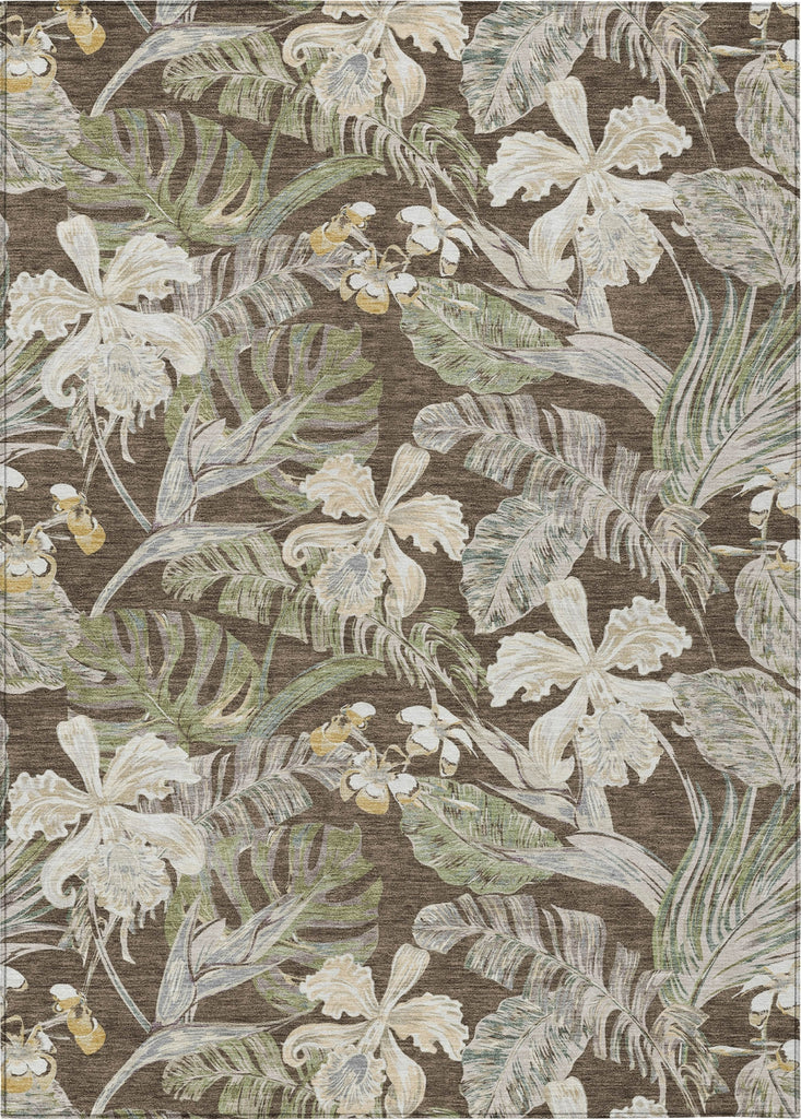 Piper Looms Chantille Floral ACN1708 Brown Machine Washable Area Rug main image