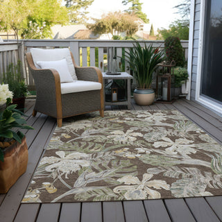 Piper Looms Chantille Floral ACN1708 Brown Machine Washable Area Rug Outdoor Lifestyle Image Feature