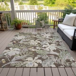 Piper Looms Chantille Floral ACN1708 Brown Machine Washable Area Rug Outdoor Lifestyle Image Feature