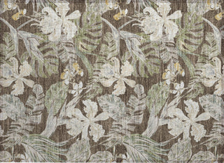 Piper Looms Chantille Floral ACN1708 Brown Machine Washable Area Rug Scatter Main Image