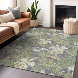 Piper Looms Chantille Floral ACN1708 Gray Machine Washable Area Rug Lifestyle Image Feature