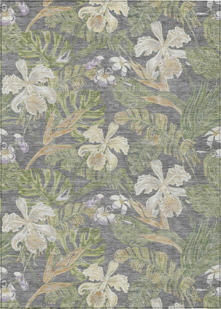 Piper Looms Chantille Floral ACN1708 Gray Machine Washable Area Rug main image
