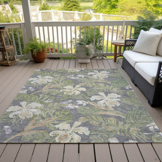 Piper Looms Chantille Floral ACN1708 Gray Machine Washable Area Rug Outdoor Lifestyle Image Feature