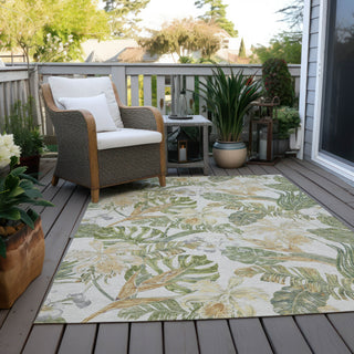 Piper Looms Chantille Floral ACN1708 Ivory Machine Washable Area Rug Outdoor Lifestyle Image Feature