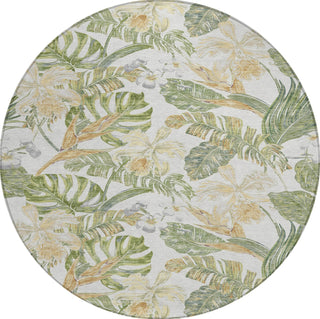 Piper Looms Chantille Floral ACN1708 Ivory Machine Washable Area Rug Round Main Image