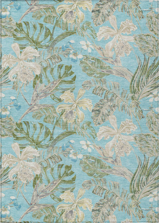 Piper Looms Chantille Floral ACN1708 Teal Machine Washable Area Rug main image