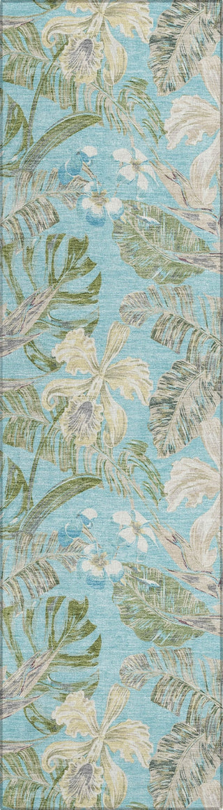 Piper Looms Chantille Floral ACN1708 Teal Machine Washable Area Rug Runner Main Image