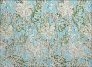 Piper Looms Chantille Floral ACN1708 Teal Machine Washable Area Rug Scatter Main Image