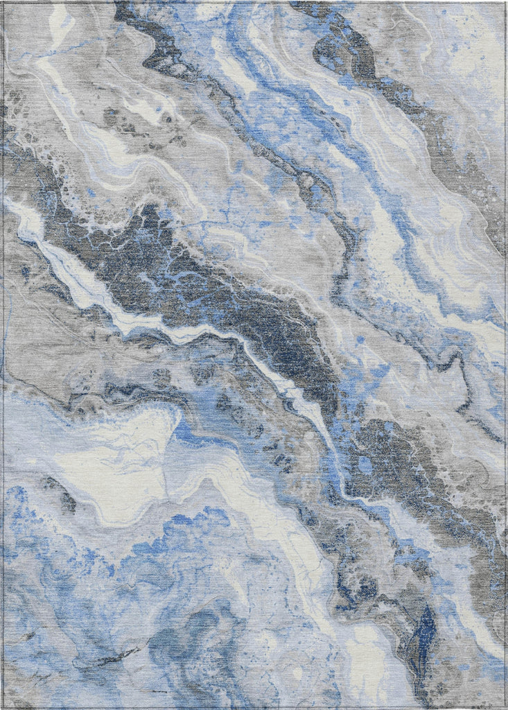 Piper Looms Chantille Abstract ACN1709 Blue Machine Washable Area Rug main image