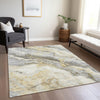 Piper Looms Chantille Abstract ACN1709 Gold Machine Washable Area Rug Lifestyle Image Feature