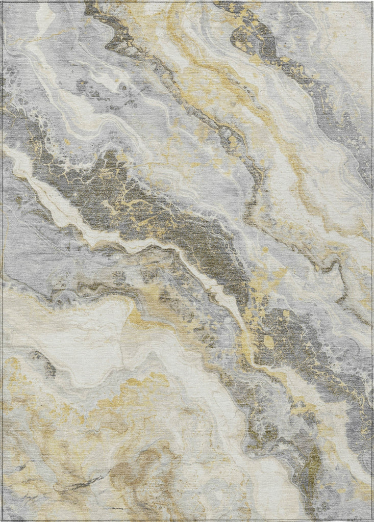 Piper Looms Chantille Abstract ACN1709 Gold Machine Washable Area Rug main image
