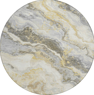 Piper Looms Chantille Abstract ACN1709 Gold Machine Washable Area Rug Round Main Image