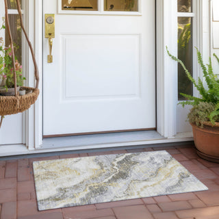 Piper Looms Chantille Abstract ACN1709 Gold Machine Washable Area Rug Scatter Outdoor Lifestyle Image Feature