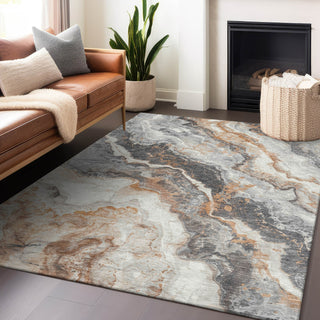Piper Looms Chantille Abstract ACN1709 Silver Machine Washable Area Rug Lifestyle Image Feature