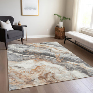 Piper Looms Chantille Abstract ACN1709 Silver Machine Washable Area Rug Lifestyle Image Feature