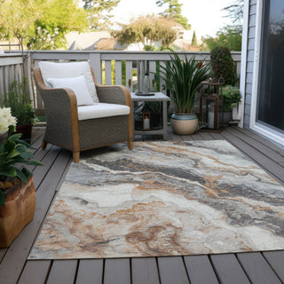 Piper Looms Chantille Abstract ACN1709 Silver Machine Washable Area Rug Outdoor Lifestyle Image Feature