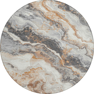 Piper Looms Chantille Abstract ACN1709 Silver Machine Washable Area Rug Round Main Image
