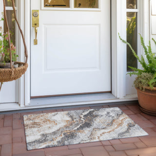 Piper Looms Chantille Abstract ACN1709 Silver Machine Washable Area Rug Scatter Outdoor Lifestyle Image Feature