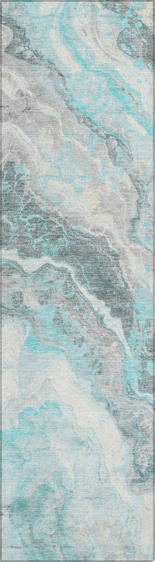 Piper Looms Chantille Abstract ACN1709 Teal Machine Washable Area Rug Runner Main Image