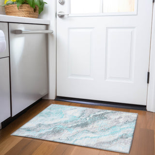 Piper Looms Chantille Abstract ACN1709 Teal Machine Washable Area Rug Scatter Lifestyle Image Feature