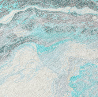 Piper Looms Chantille Abstract ACN1709 Teal Machine Washable Area Rug Swatch Image
