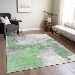 Piper Looms Chantille Modern ACN1711 Green Machine Washable Area Rug Lifestyle Image Feature