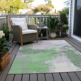 Piper Looms Chantille Modern ACN1711 Green Machine Washable Area Rug Outdoor Lifestyle Image Feature
